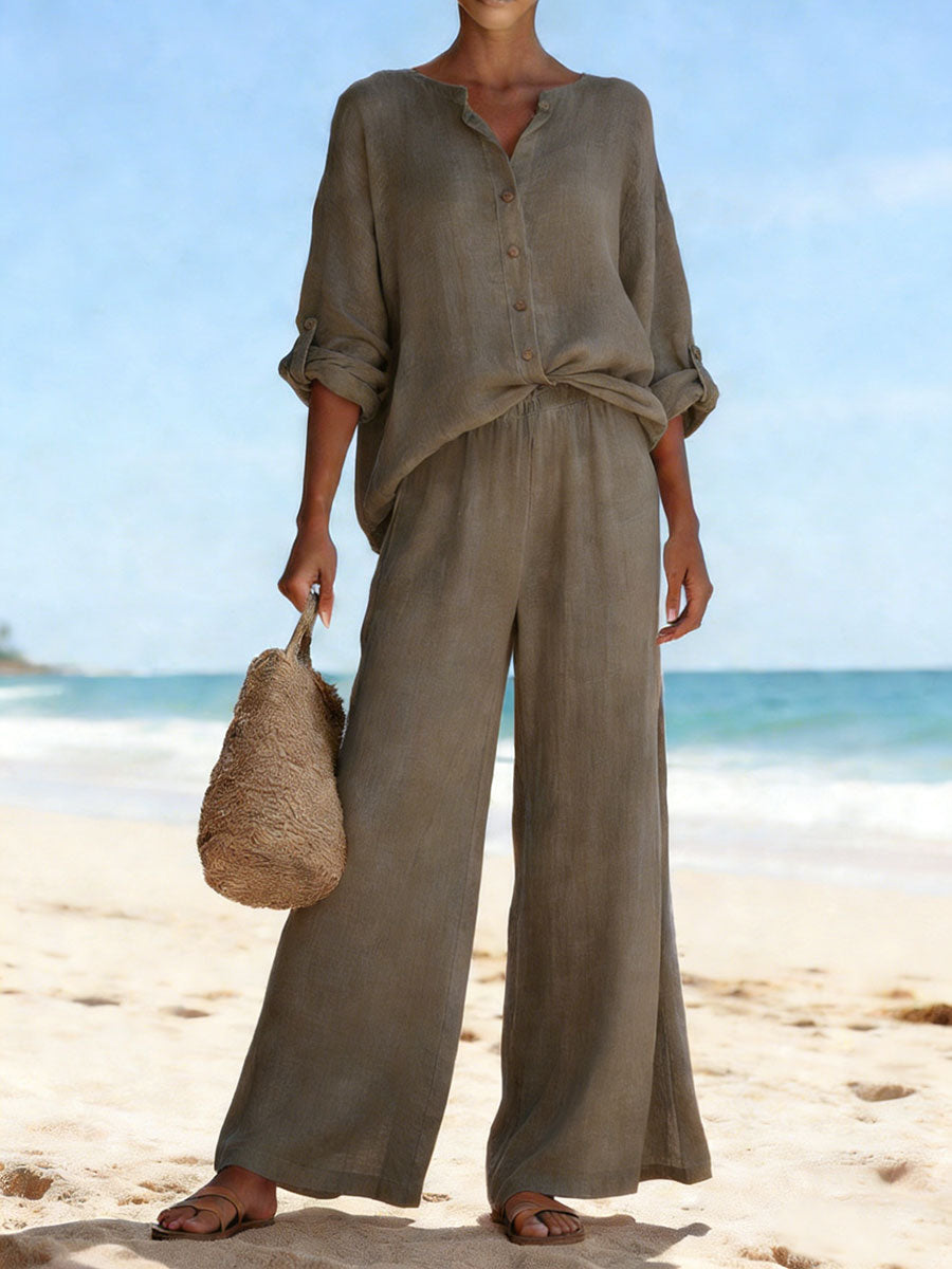 🔥Summer Arrivals🌟Casual And Cozy Minimalist Linen Two-piece Set
