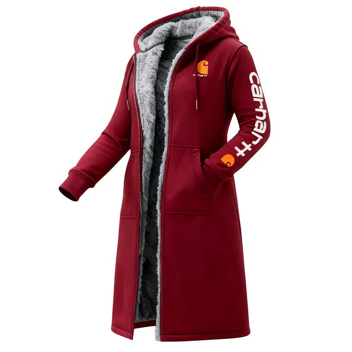 🔥𝗖𝗹𝗲𝗮𝗿𝗮𝗻𝗰𝗲 𝗦𝗮𝗹𝗲🌟Women's Vintage Fleece Pocket Full Zip Long Sleeve Hoodie Long Coat