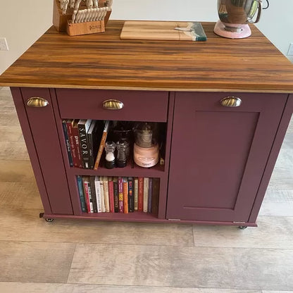 Kitchen Island, Butcher Block Kitchen Island w/Option for Seating, Food Prep, Spice Rack "Berdel"🔥Free Shipping🔥