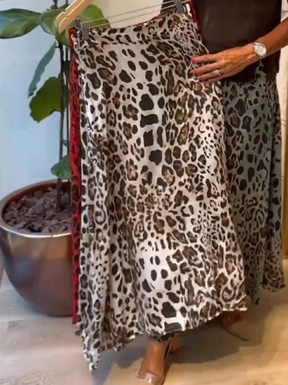 🔥Summer Arrivals🌟Cozy Linen And Cotton Leopard Print Skirt.