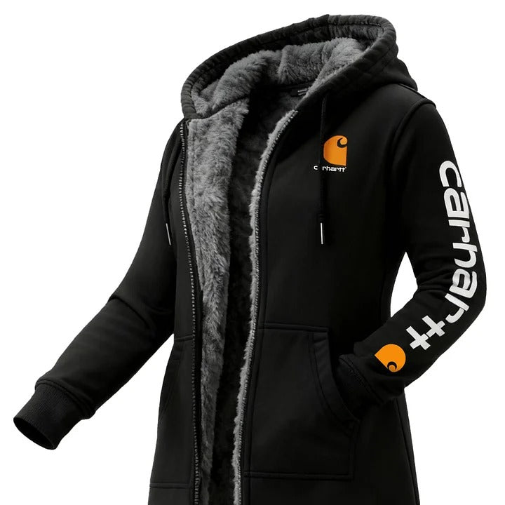 🔥𝗖𝗹𝗲𝗮𝗿𝗮𝗻𝗰𝗲 𝗦𝗮𝗹𝗲🌟Women's Vintage Fleece Pocket Full Zip Long Sleeve Hoodie Long Coat