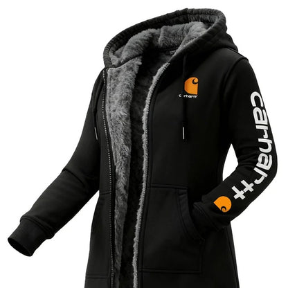 🔥𝗖𝗹𝗲𝗮𝗿𝗮𝗻𝗰𝗲 𝗦𝗮𝗹𝗲🌟Women's Vintage Fleece Pocket Full Zip Long Sleeve Hoodie Long Coat