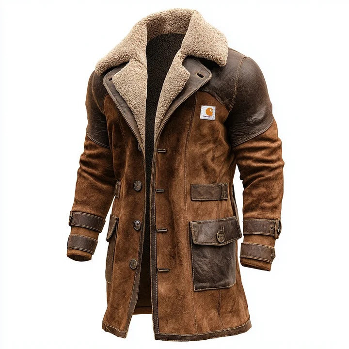 🔥𝗖𝗹𝗲𝗮𝗿𝗮𝗻𝗰𝗲 𝗦𝗮𝗹𝗲🌟Men's Vintage Brown Suede Leather And Faux Fur Lined Jacket