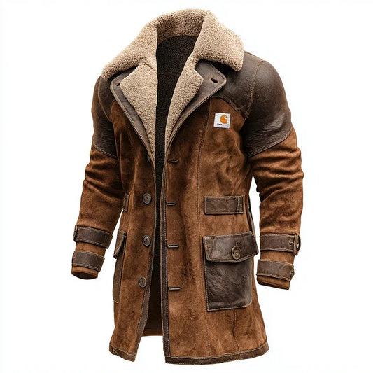 🔥𝗖𝗹𝗲𝗮𝗿𝗮𝗻𝗰𝗲 𝗦𝗮𝗹𝗲🌟Men's Vintage Brown Suede Leather And Faux Fur Lined Jacket
