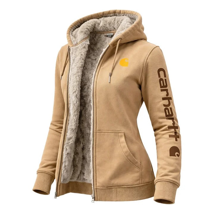🔥𝗖𝗹𝗲𝗮𝗿𝗮𝗻𝗰𝗲 𝗦𝗮𝗹𝗲🌟Women's Vintage Fleece Pocket Full Zip Long Sleeve Hoodie Jacket-Black