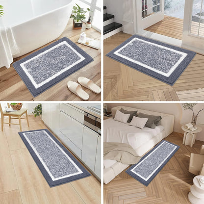 3 Piece Bath Mat Set Bathroom Rugs,Non Slip Plush Bathroom Mats,Absorbent Shaggy Bathroom Rug Set with U-Shaped Contour Toilet