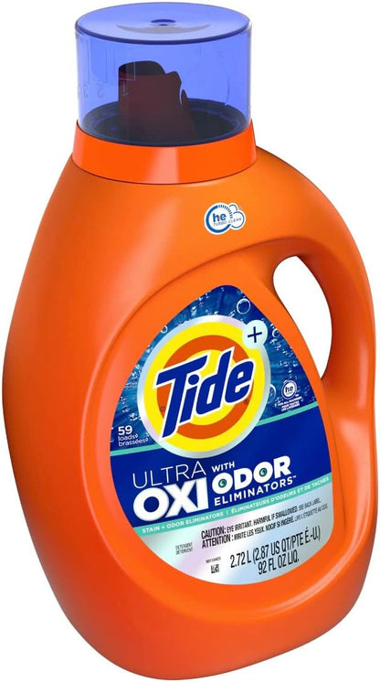 Tide Ultra OXI with Odor Eliminators Liquid Laundry Detergent, 115 oz, For Visible and Invisible Dirt