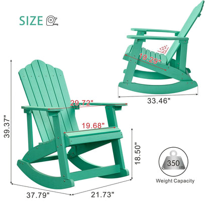Ovios  Rocking Adirondack Chair 2-Piece Waterproof Plastic Frame