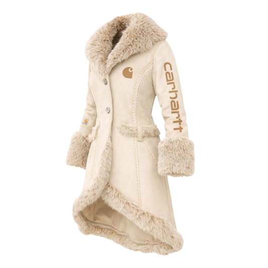 🔥𝗖𝗹𝗲𝗮𝗿𝗮𝗻𝗰𝗲 𝗦𝗮𝗹𝗲🌟Women’s Faux Fur Collar Winter Coat – Elegant Slim Fit Long Jacket with Plush Trim-Brown