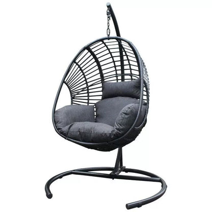 Hammock Wicker Swing Egg Chair Outdoor Backyard or Indoor With Stand Rain Cover Included