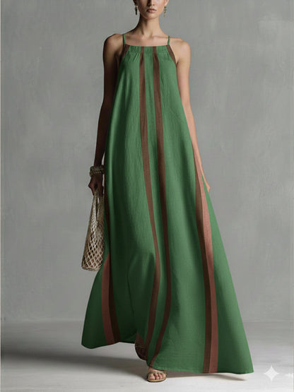 🔥Summer Arrivals🌟Casual Striped Linen And Cotton Maxi Sleeveless Dress