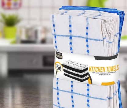 Kitchen Towels 12 Pack, 15 x 25 Inches, 100% Ring Spun Cotton Super Soft and Absorbent Linen Dish Towels, Tea Towels and Bar Towels Set (Black)
