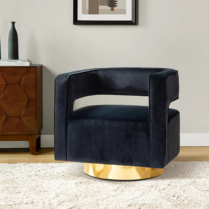 Agata Velvet Swivel Barrel Armchair
