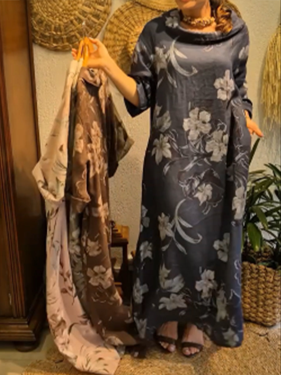 🔥Summer Arrivals🌟Loose And Comfortable Floral Print Linen And Cotton Dress