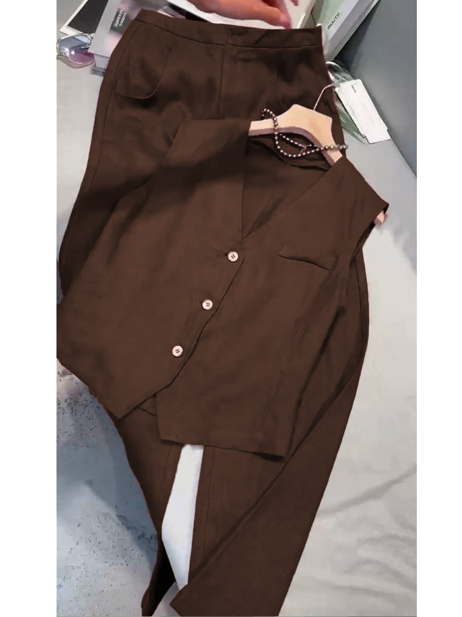 🔥Summer Arrivals🌟Women's Cotton And Linen Casual Vest and Pants Set