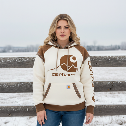 🔥𝗖𝗹𝗲𝗮𝗿𝗮𝗻𝗰𝗲 𝗦𝗮𝗹𝗲🌟Women's Retro Ethnic Style Stand Collar Hooded Sweatshirt set
