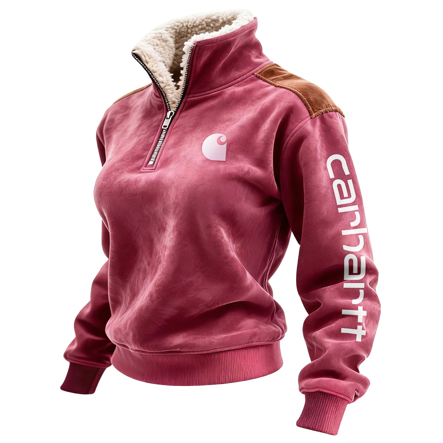 🔥𝗖𝗹𝗲𝗮𝗿𝗮𝗻𝗰𝗲 𝗦𝗮𝗹𝗲🌟Retro Western Style Women's Contrast Color Patch Suede 1/4 Zip Stand Collar Sweatshirt