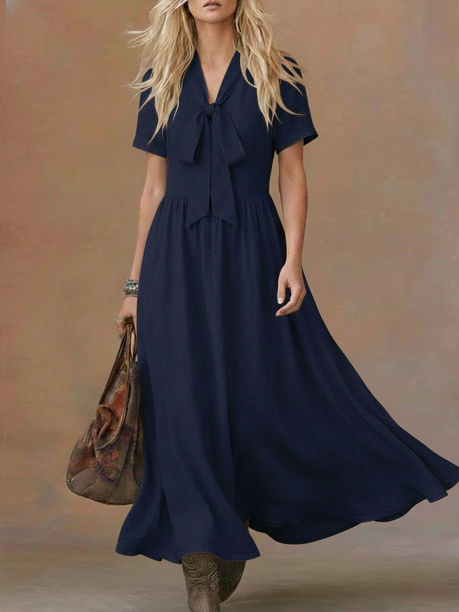 🔥Summer Arrivals🌟Comfortable Linen And Cotton Tie-waist Dress