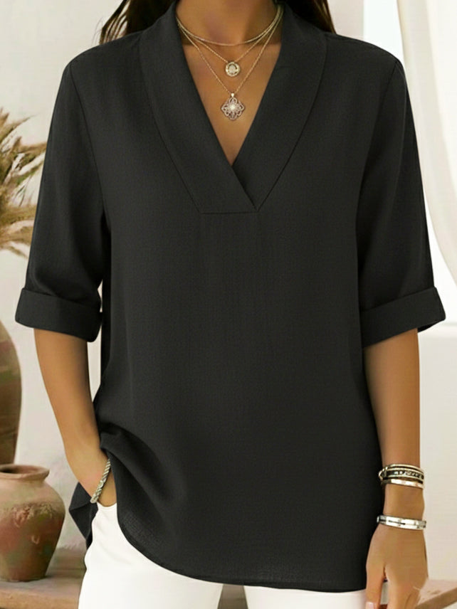 🔥Summer Arrivals🌟Vintage Elegant Shawl Collar Linen Short-sleeved Shirt