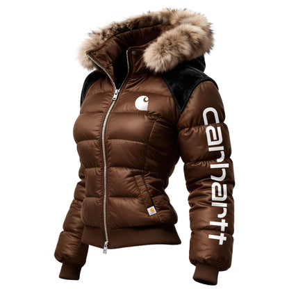 🔥𝗖𝗹𝗲𝗮𝗿𝗮𝗻𝗰𝗲 𝗦𝗮𝗹𝗲🌟Vintage Women's Contrast Color Stitching Fur Collar Stand Collar Hooded Jacket