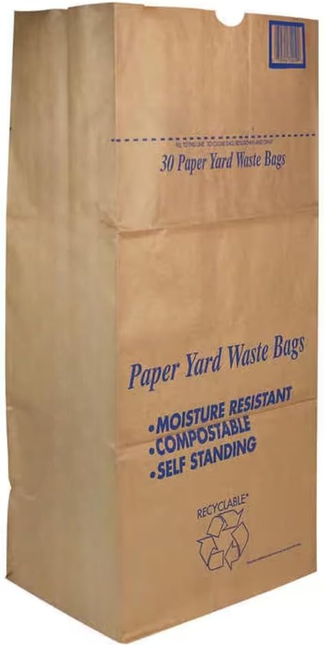 30 Gallon Lawn & Leaf 2-Ply Heavy-Duty Yard Waste Compost Refuse Paper Bags with Necessia Gardening Gloves, Eco-Friendly, Tear Resistant, Self Standing, Biodegredable, Made in USA, 30 Count