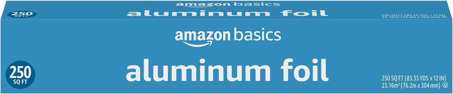 Amazon Basics Aluminum Foil for Everyday Use, Cooking and Wrapping, 250 Sq Ft, Pack of 1 (Previously Solimo)