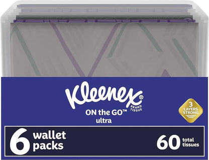 Kleenex On-The-Go Facial Tissues, 8 On-The-Go Packs, 10 Tissues per Box, 3-Ply (80 Total), Packaging May Vary