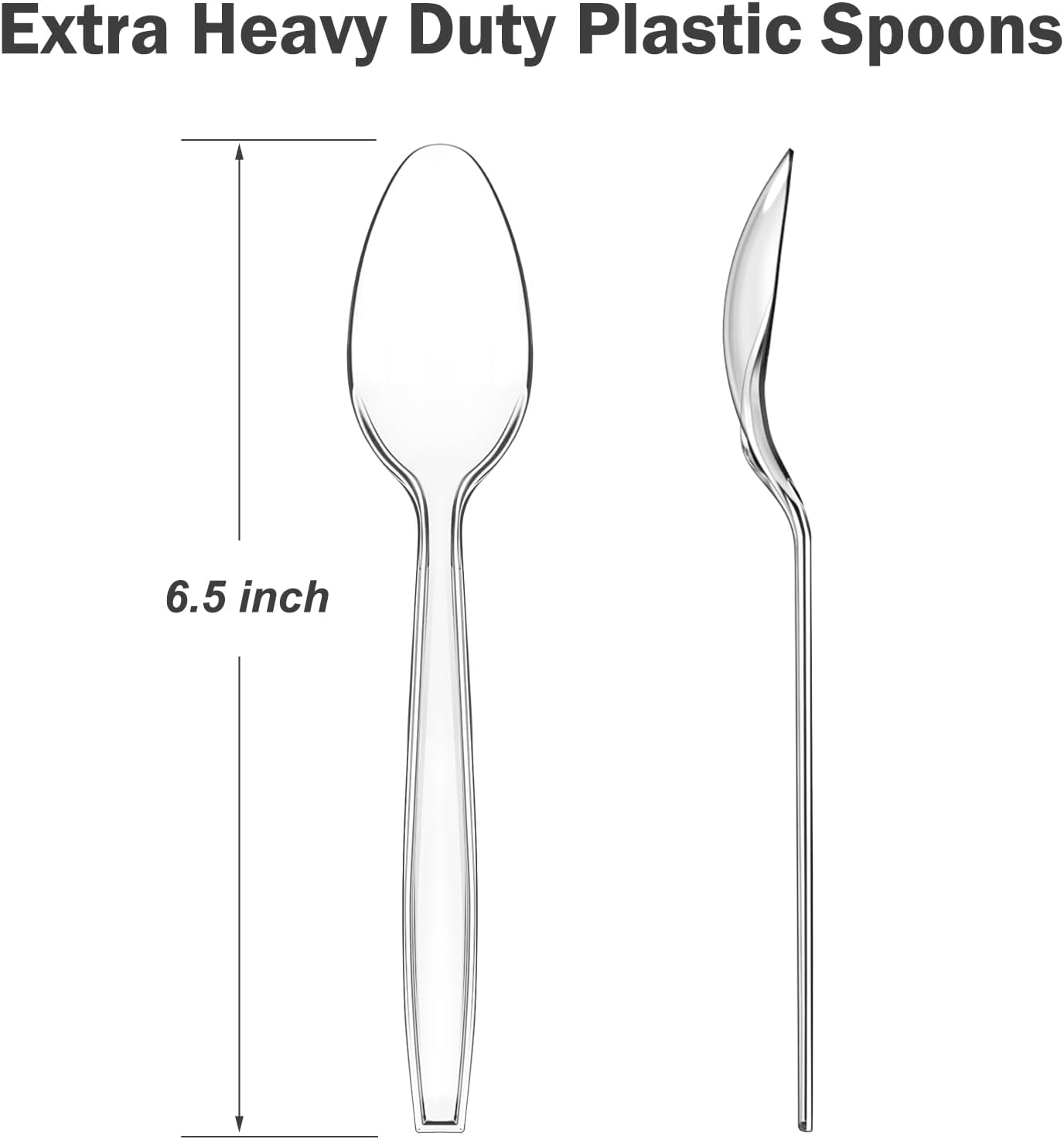 100 Count Clear Plastic Spoons Disposable, BPA-Free, Heat Resistant, Solid and Durable Disposable Spoons Heavy Duty Bulk, Premium Spoons plastic disposable for Party Supply