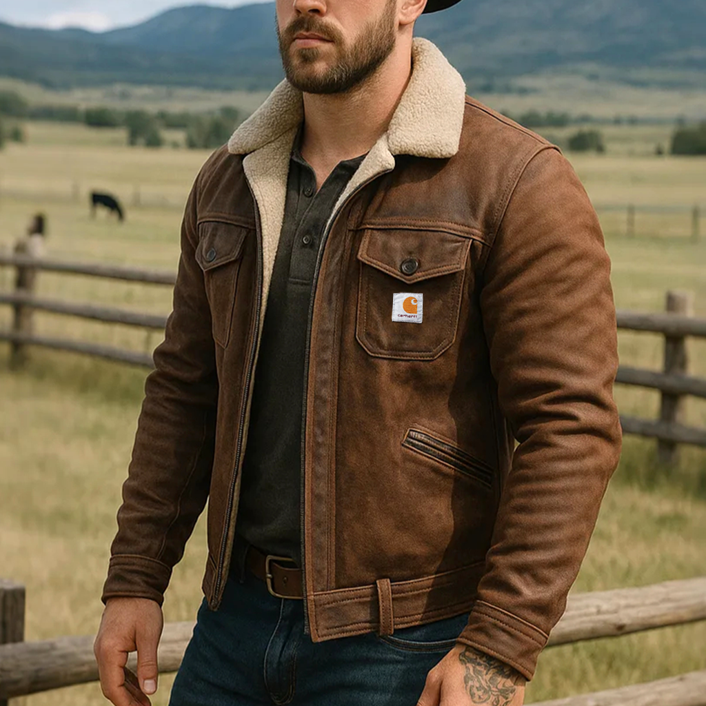 🔥𝗖𝗹𝗲𝗮𝗿𝗮𝗻𝗰𝗲 𝗦𝗮𝗹𝗲🌟Men's Vintage Brown Suede Leather Sherpa Lining Jacket