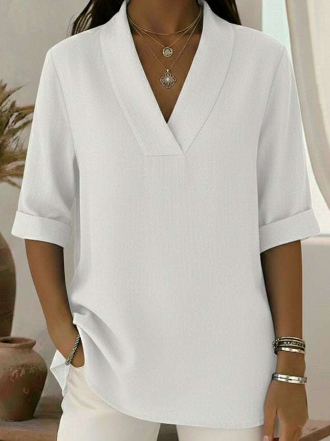 🔥Summer Arrivals🌟Vintage Elegant Shawl Collar Linen Short-sleeved Shirt