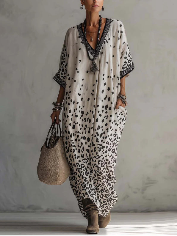 🔥Summer Arrivals🌟Elegant Leopard Print V-neck Dress