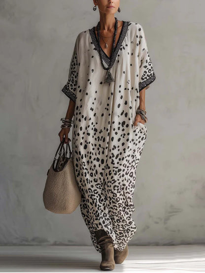 🔥Summer Arrivals🌟Elegant Leopard Print V-neck Dress