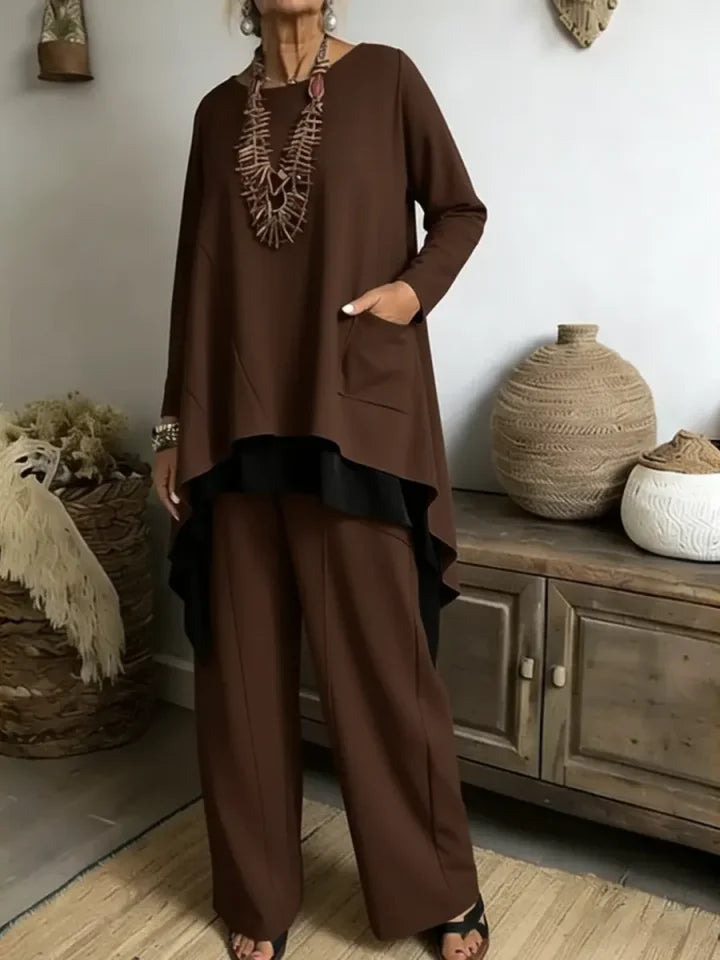 🔥Summer Arrivals🌟Women's Casual Asymmetrical Hem Cotton Top And Pants Two-piece Set(Buy2 Free shipping)