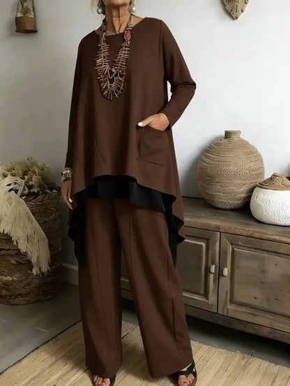 🔥Summer Arrivals🌟Women's Casual Asymmetrical Hem Cotton Top And Pants Two-piece Set(Buy2 Free shipping)