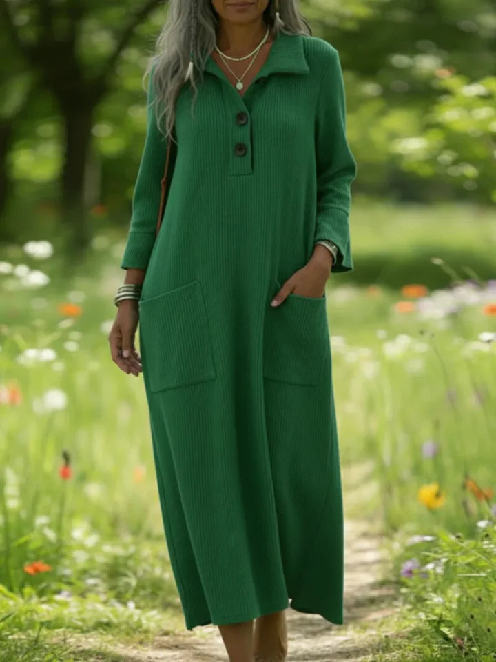 🔥Summer Arrivals🌟Cozy Stand-collar Button-up Midi Dress