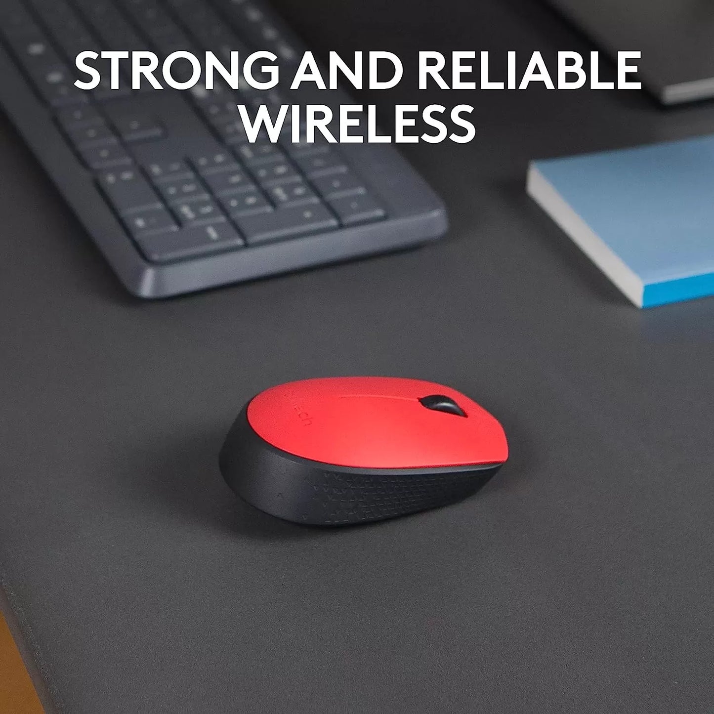 Logitech M170 Wireless Mouse for PC, Mac, Laptop, 2.4 GHz with USB Mini Receiver, Optical Tracking, 12-Months Battery Life, Ambidextrous - Blue Grey