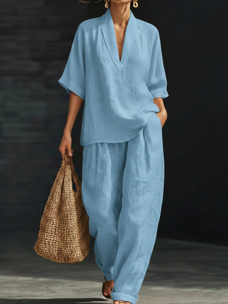 🔥Summer Arrivals🌟Casual And Cozy Minimalist Linen Two-piece Set
