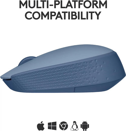 Logitech M170 Wireless Mouse for PC, Mac, Laptop, 2.4 GHz with USB Mini Receiver, Optical Tracking, 12-Months Battery Life, Ambidextrous - Blue Grey