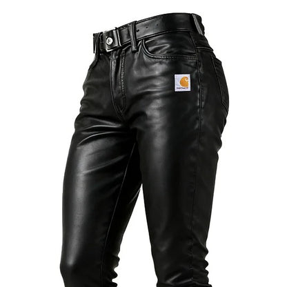 🔥𝗖𝗹𝗲𝗮𝗿𝗮𝗻𝗰𝗲 𝗦𝗮𝗹𝗲🌟Women's Vintage Black Leather Zipper Skinny Pants