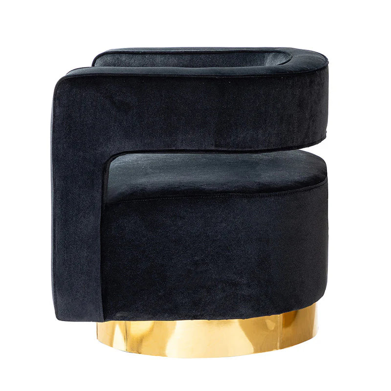Agata Velvet Swivel Barrel Armchair