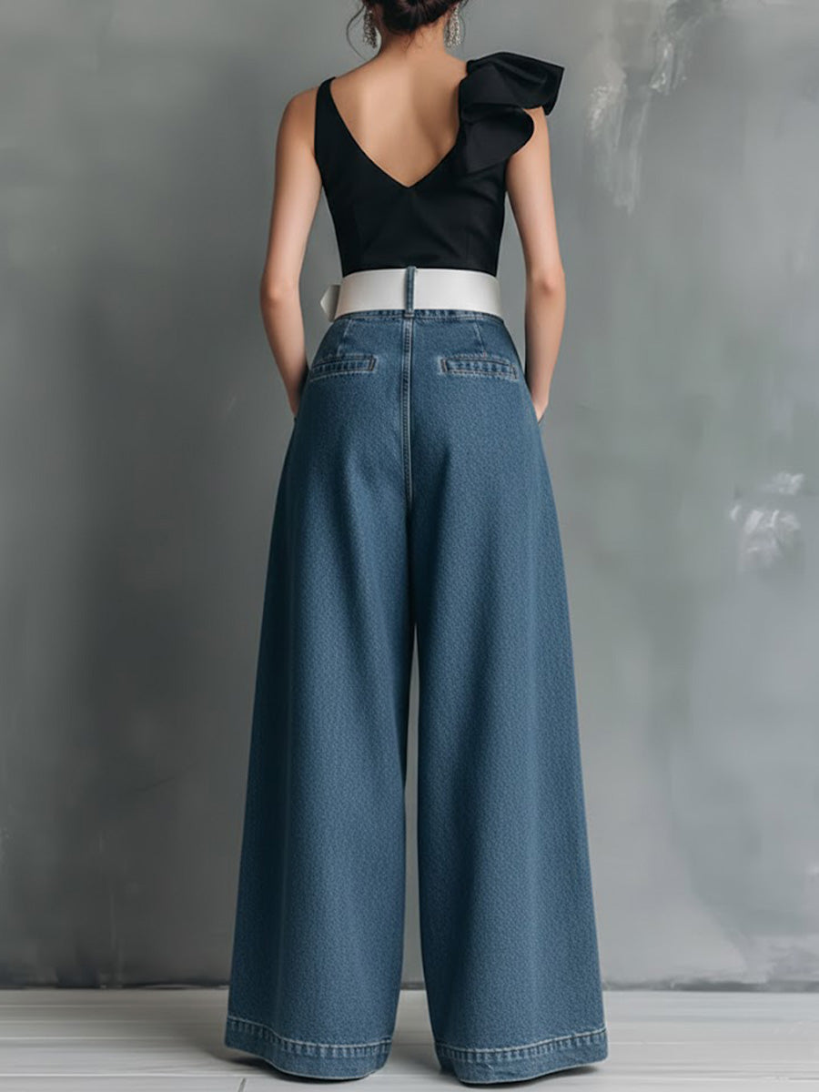 🔥Summer Arrivals🌟Women's High-waisted Casual Loose-fitting Wide-leg Jeans