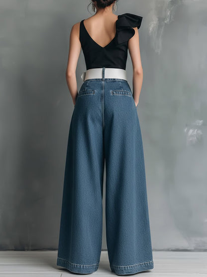 🔥Summer Arrivals🌟Women's High-waisted Casual Loose-fitting Wide-leg Jeans