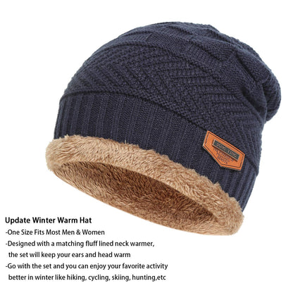 🔥𝗖𝗹𝗲𝗮𝗿𝗮𝗻𝗰𝗲 𝗦𝗮𝗹𝗲🌟Mens Womens Winter Beanie Hat Scarf Set Warm Knit Hat Thick Fleece Lined Winter Cap