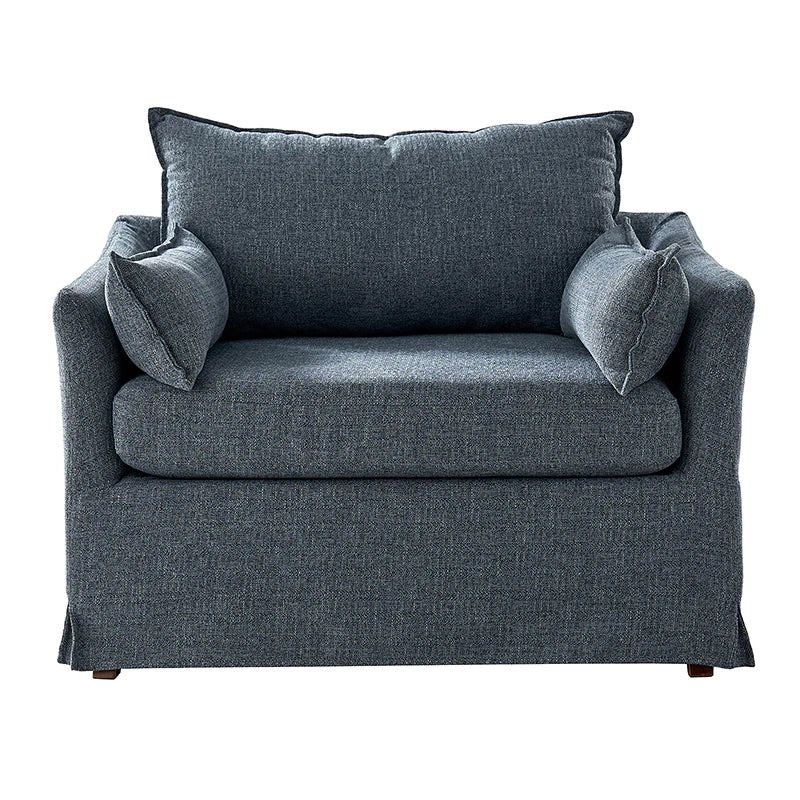 Miles Slipcovered Armchair with Large Ottoman