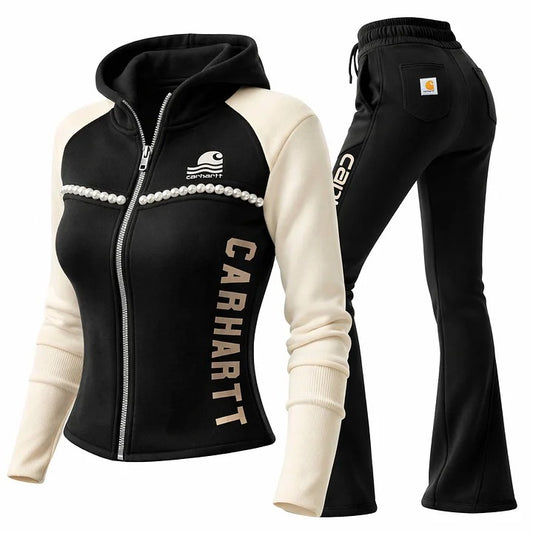 🔥𝗖𝗹𝗲𝗮𝗿𝗮𝗻𝗰𝗲 𝗦𝗮𝗹𝗲🌟Women's Hoodie & Sweatpants Set with Pearl Trim and Full Zip Design