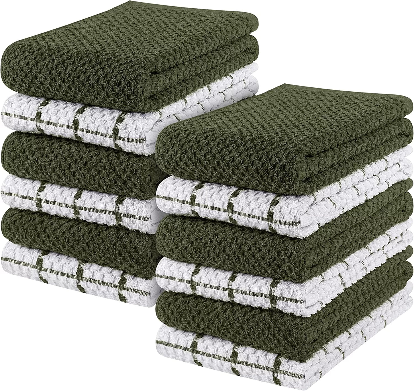 Kitchen Towels 12 Pack, 15 x 25 Inches, 100% Ring Spun Cotton Super Soft and Absorbent Linen Dish Towels, Tea Towels and Bar Towels Set (Black)