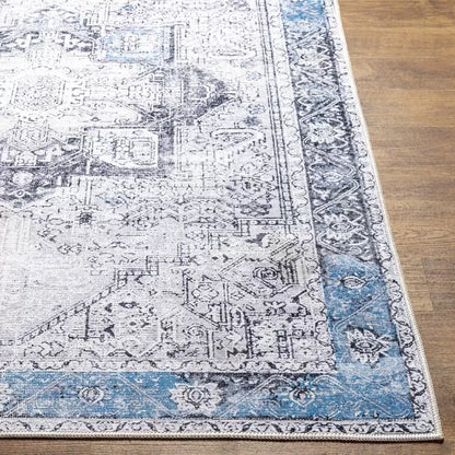 Mya Machine Washable Oriental Brick Red/Light Gray Area Rug