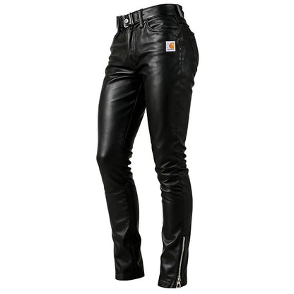 🔥𝗖𝗹𝗲𝗮𝗿𝗮𝗻𝗰𝗲 𝗦𝗮𝗹𝗲🌟Women's Vintage Black Leather Zipper Skinny Pants