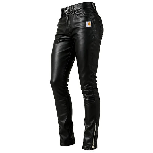 🔥𝗖𝗹𝗲𝗮𝗿𝗮𝗻𝗰𝗲 𝗦𝗮𝗹𝗲🌟Women's Vintage Black Leather Zipper Skinny Pants