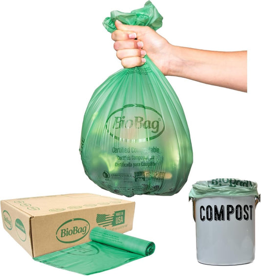BioBag, 2.6 Gallon Compostable Food Scrap Bags, 100 Count Kitchen Counter Compost Bin Liners, BPI Certified, ASTM D6400, Made in USA